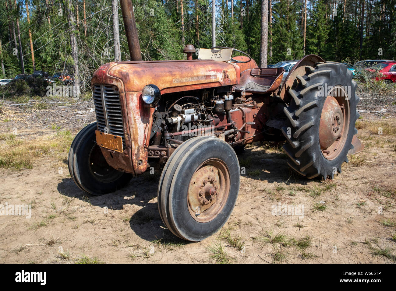 rusty old Massey-Ferguson tractor on display Stock Photo