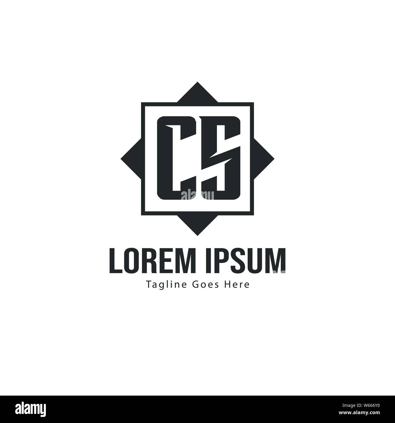 Initial CS logo template with modern frame. Minimalist CS letter logo ...