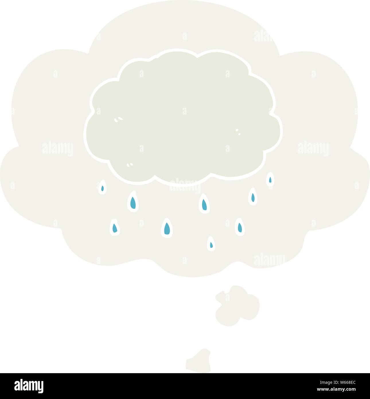 cartoon rain cloud with thought bubble in retro style Stock Vector ...