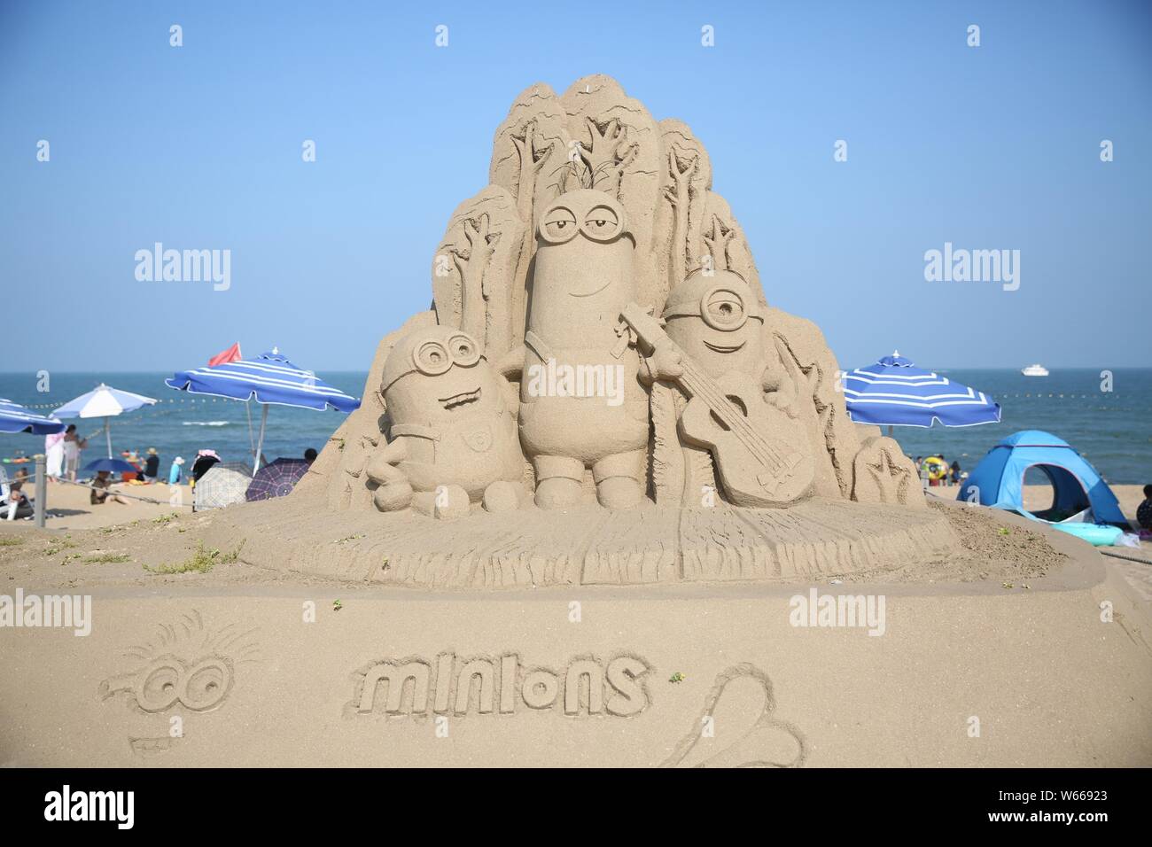 A sand sculpture of characters from the American animated film 