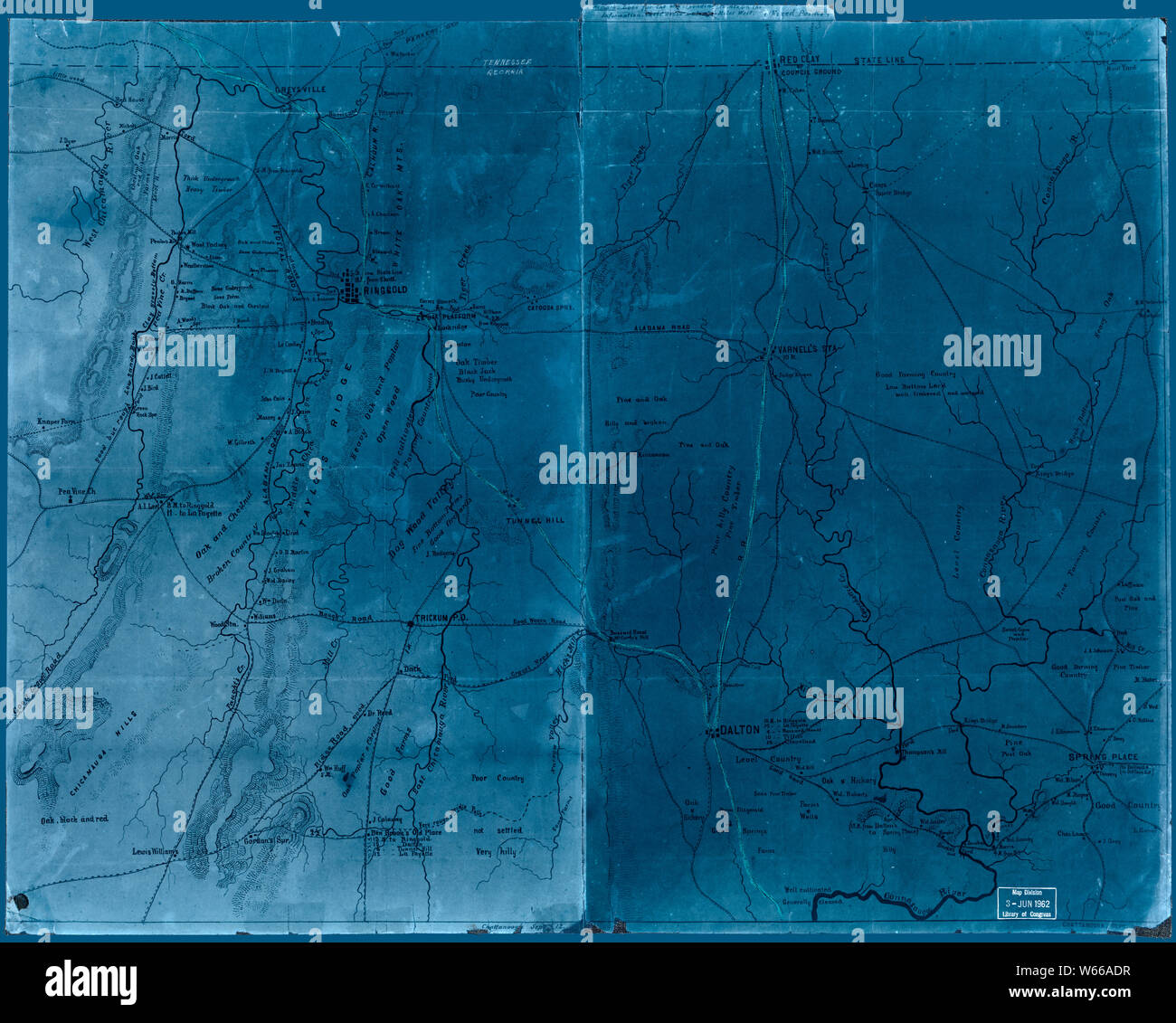 Civil War Maps 1973 Map of Catoosa County and parts of Whitfield Murray