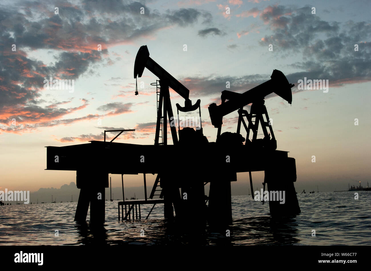 Oil installations in Lake Maracaibo, Venezuela, January 13 2007. Stock Photo