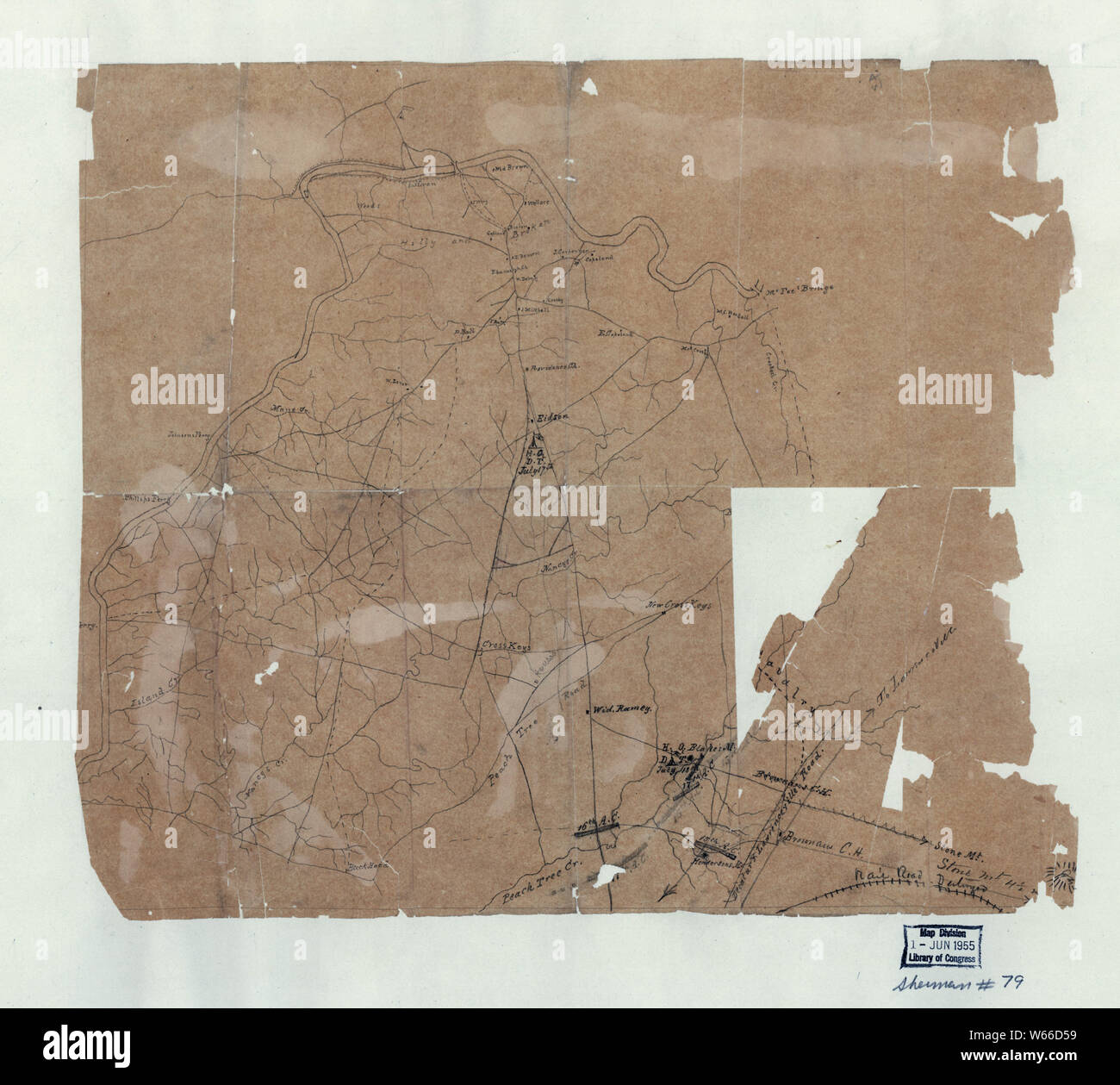 Civil War Maps 2028 Map of part of DeKalb County from the Chattahoochee River south to