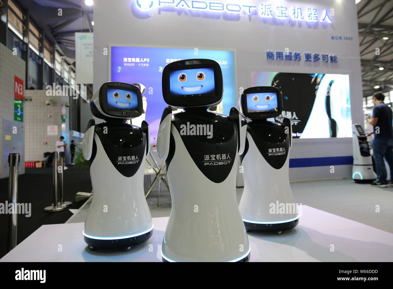 --FILE--Padbot robots are on display during the 2018 International ...