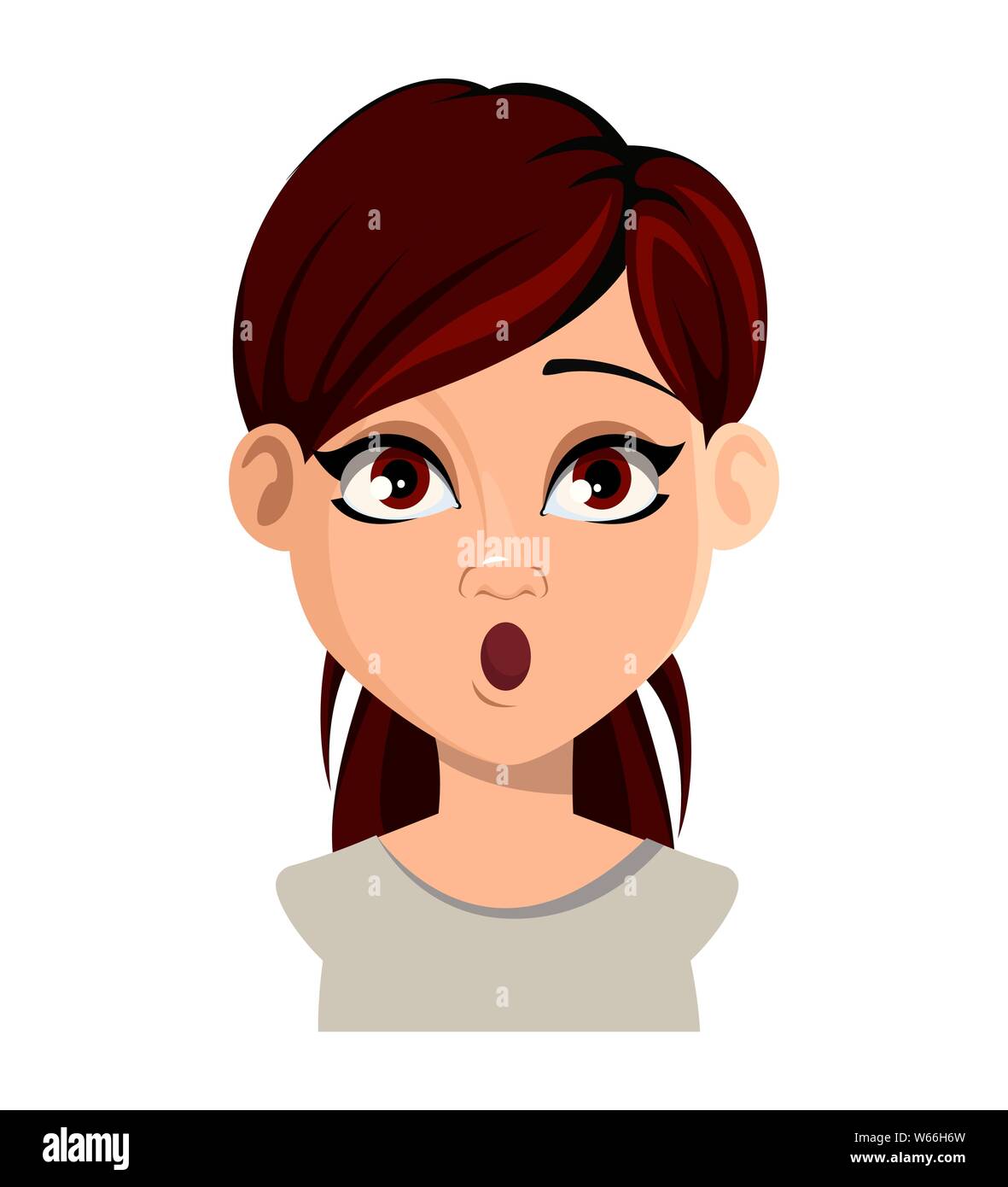 Cartoon face surprised dumbfounded feelings - color vector clipart