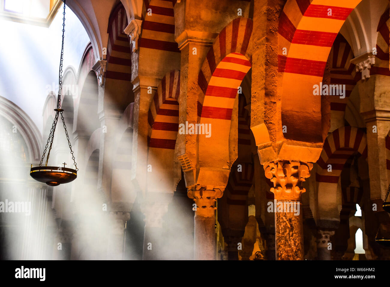 Shafts of light, rays of sunlight, Mezquita, Cordoba, Andalucía, Spain Stock Photo