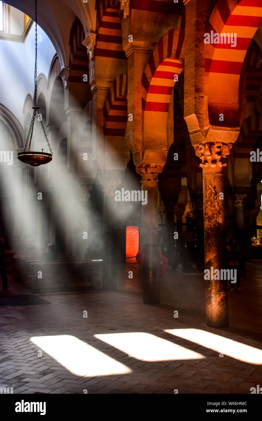 Shafts of light, rays of sunlight, Mezquita, Cordoba, Andalucía, Spain Stock Photo