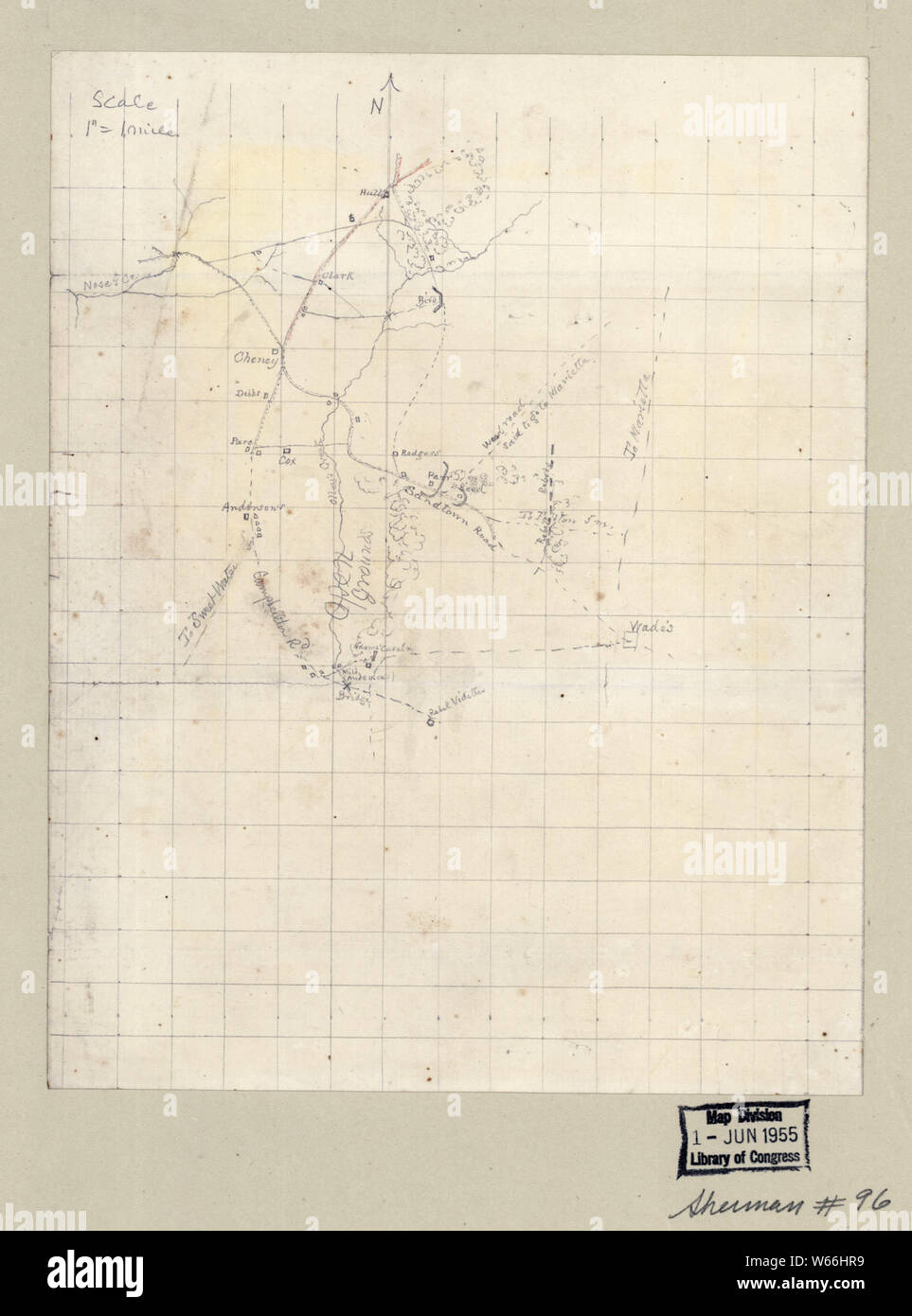 Civil War Maps 2090 Map of the environs of Olley Creek near Marietta Georgia July 1864 Rebuild and Repair Stock Photo