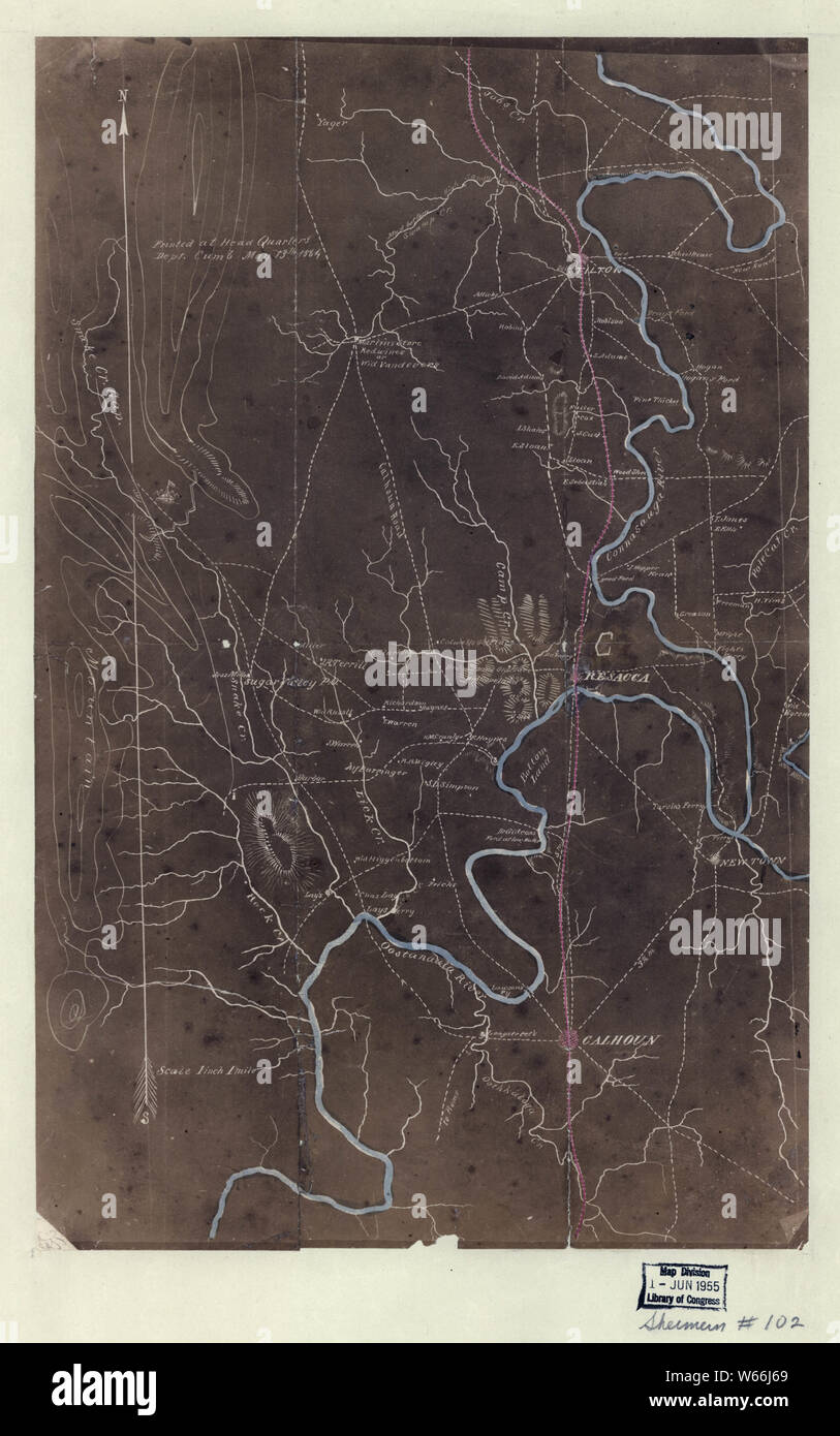Civil War Maps 2095 Map of the environs of Resaca Rebuild and