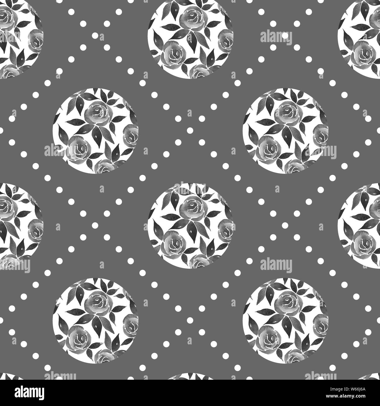 Seamless pattern roses leaves Black and White Stock Photos & Images - Alamy