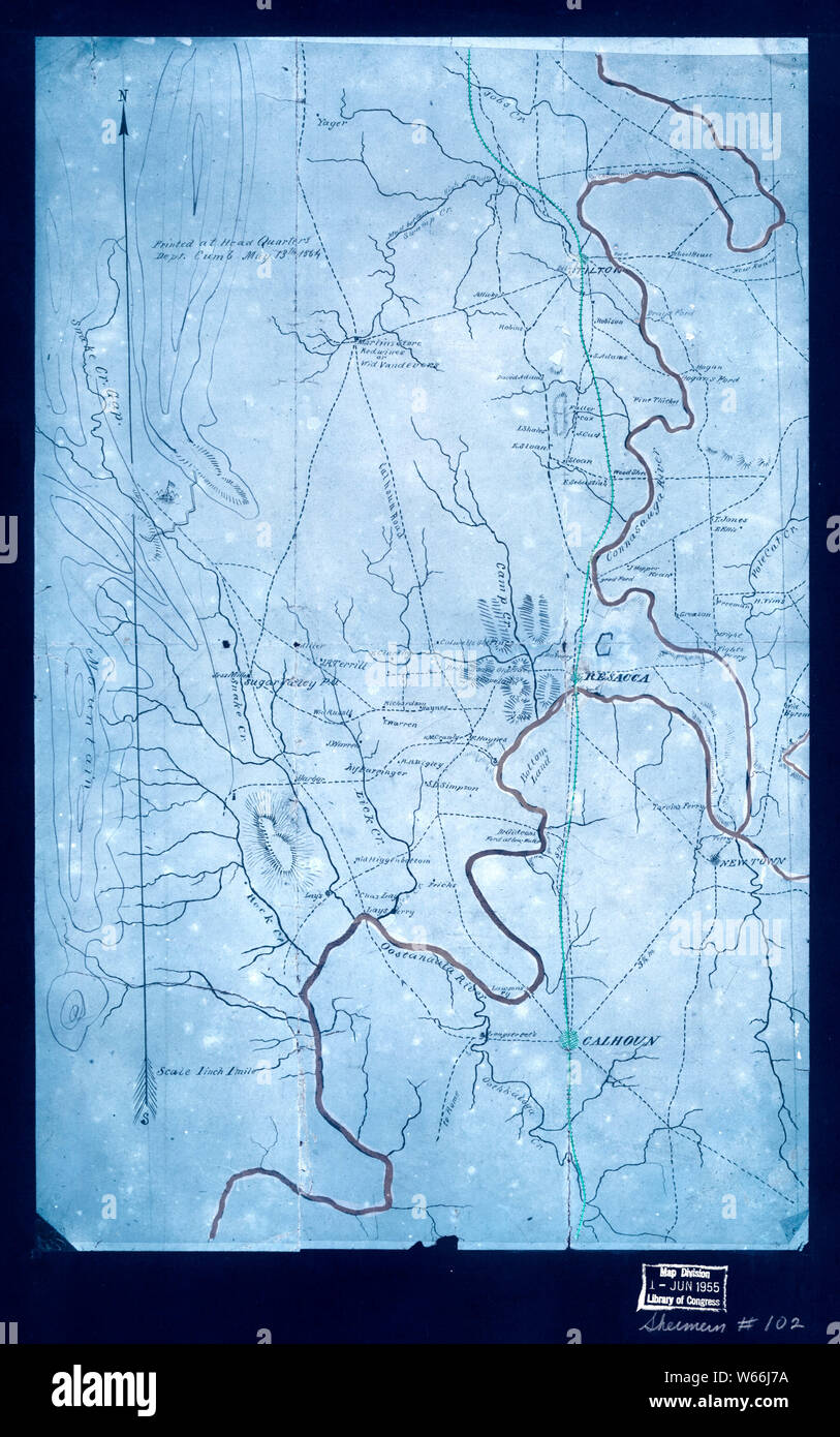 Civil War Maps 2095 Map of the environs of Resaca Inverted