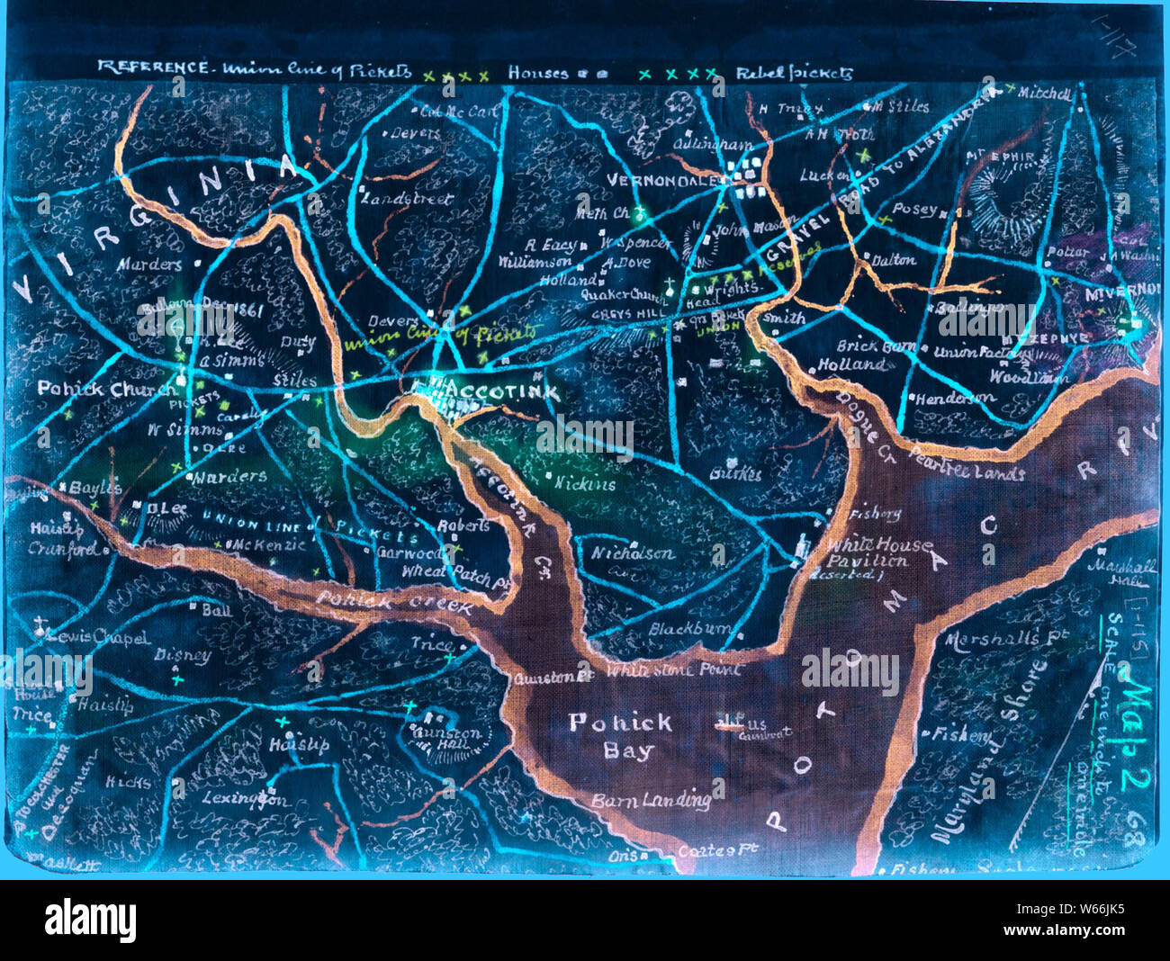 Civil War Maps 2108 Map of the lower Potomac River showing picket lines