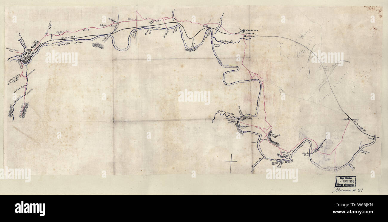 Civil War Maps 2102 Map of the Etowah River from Rome to Cartersville