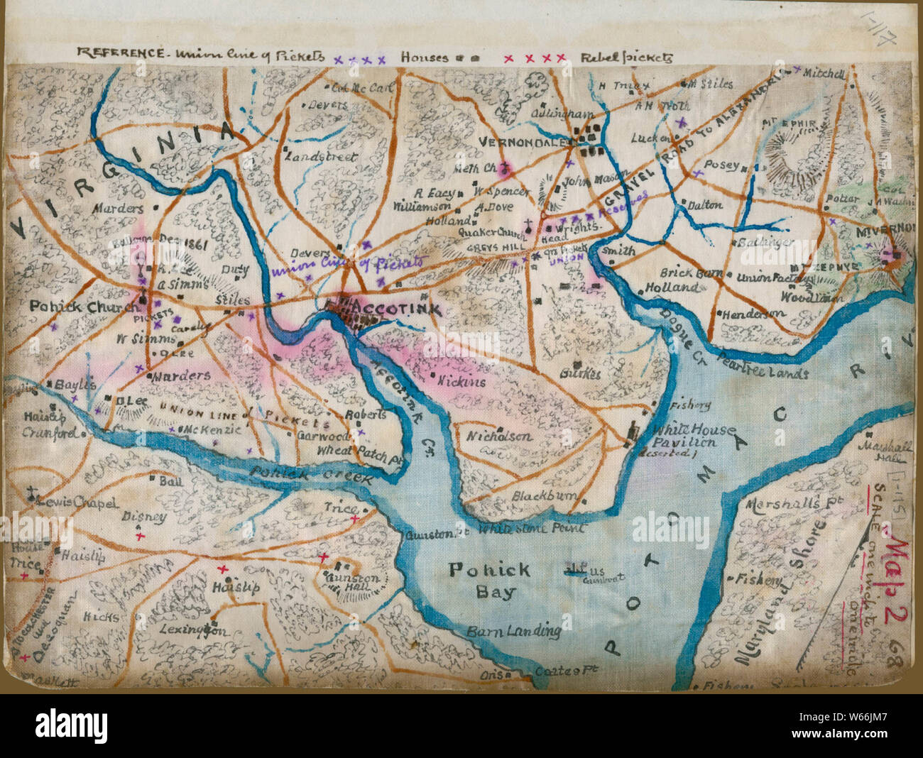 Civil War Maps 2108 Map of the lower Potomac River showing picket lines