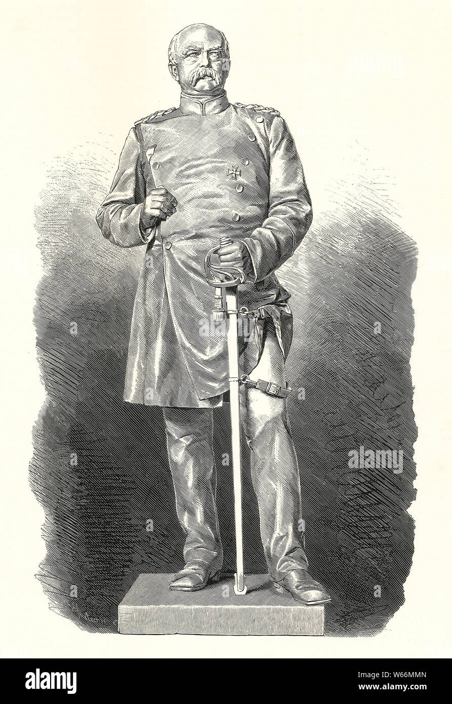 Bismarck statue that in Berlin, engraving by an unknown artist, 19th