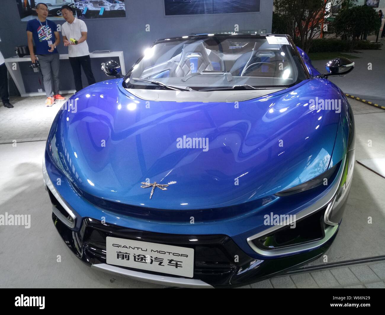 --FILE--A Qiantu Motor NEV sports car is on display during an exhibition in Shanghai, China, 16 September 2017.   Chinese new energy vehicle startup Q Stock Photo