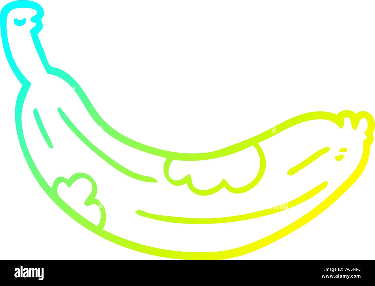 cold gradient line drawing of a cartoon rotten banana Stock Vector Image &  Art - Alamy