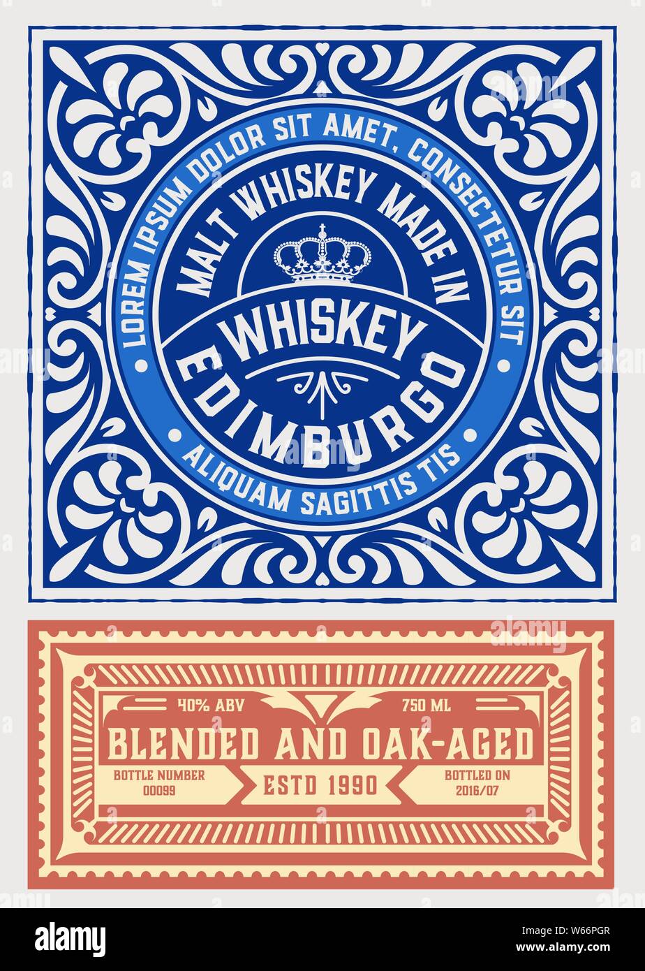 Old label design for Whiskey and Wine label, Restaurant banner, Beer