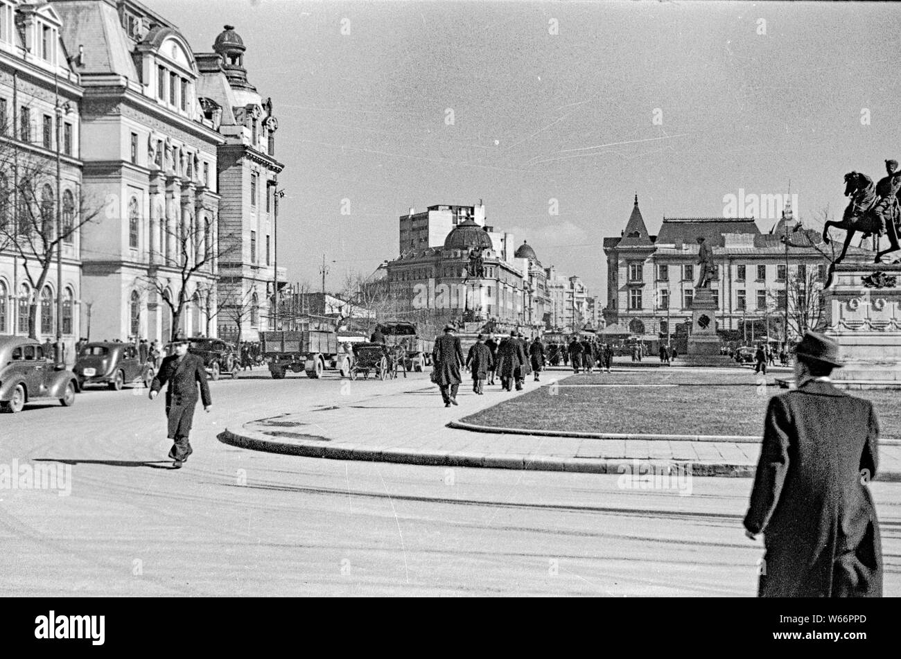 City scape of Bukarest, Romania in 1942 during world war 2 Stock Photo