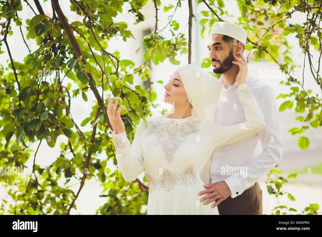National wedding. Bride and groom. Wedding muslim couple during the marriage  ceremony. Muslim marriage Stock Photo - Alamy