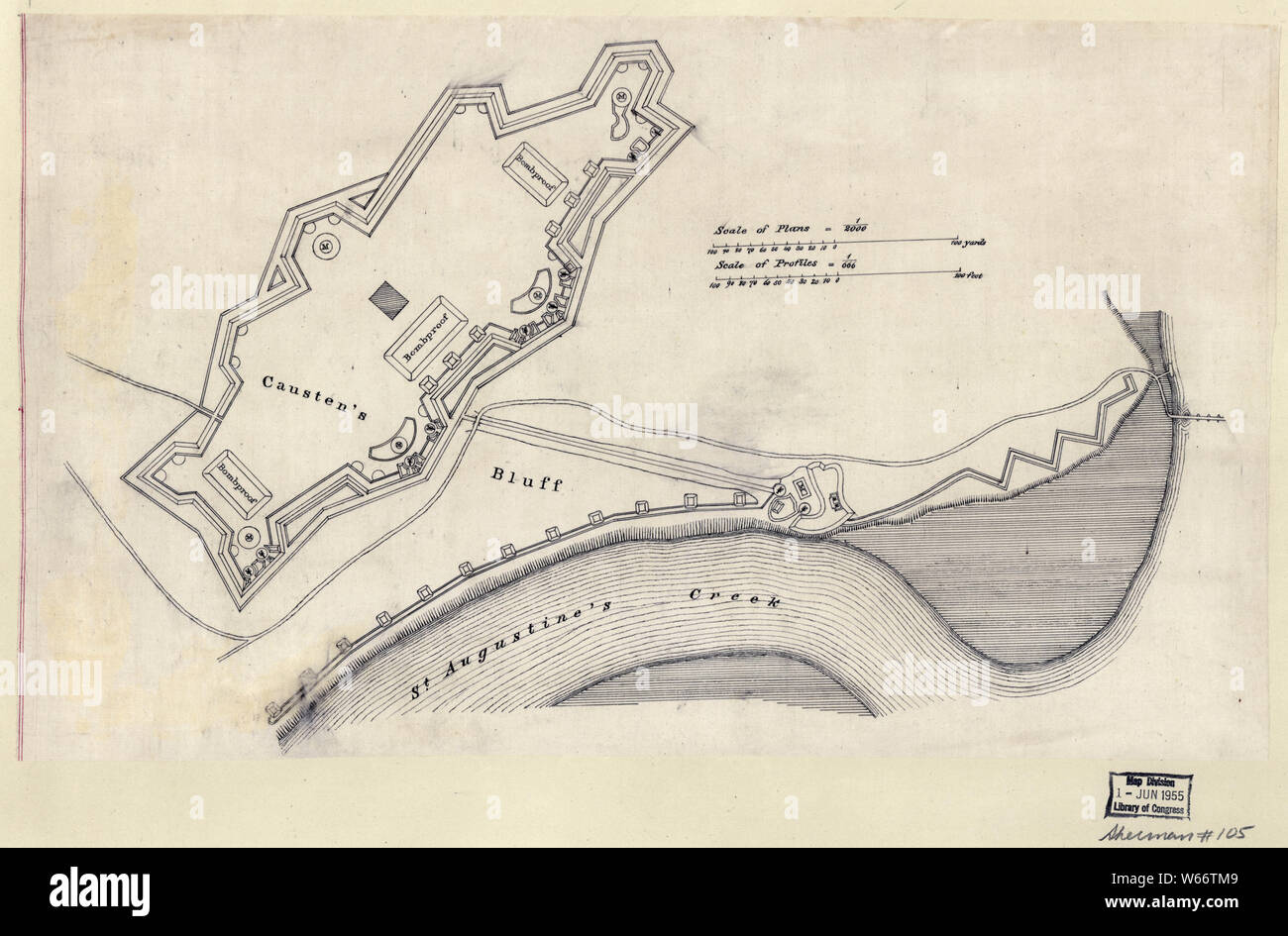 Civil War Maps 2180 Plan of the fortifications on Causten's Bluff ...