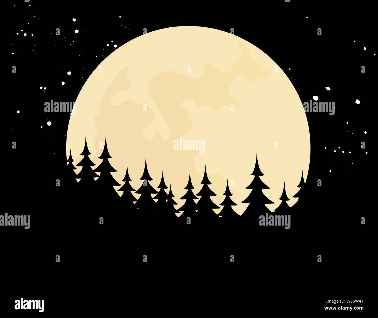 Vector illustration of a modern nature with the moon Stock Vector Image ...