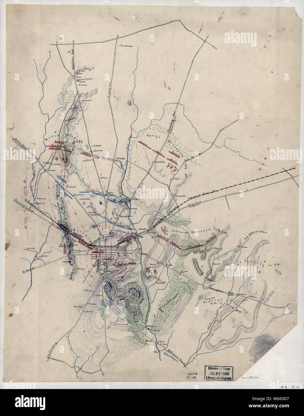 Civil War Maps 2225 Sketch of the battlefield of Gettysburg July 1st ...