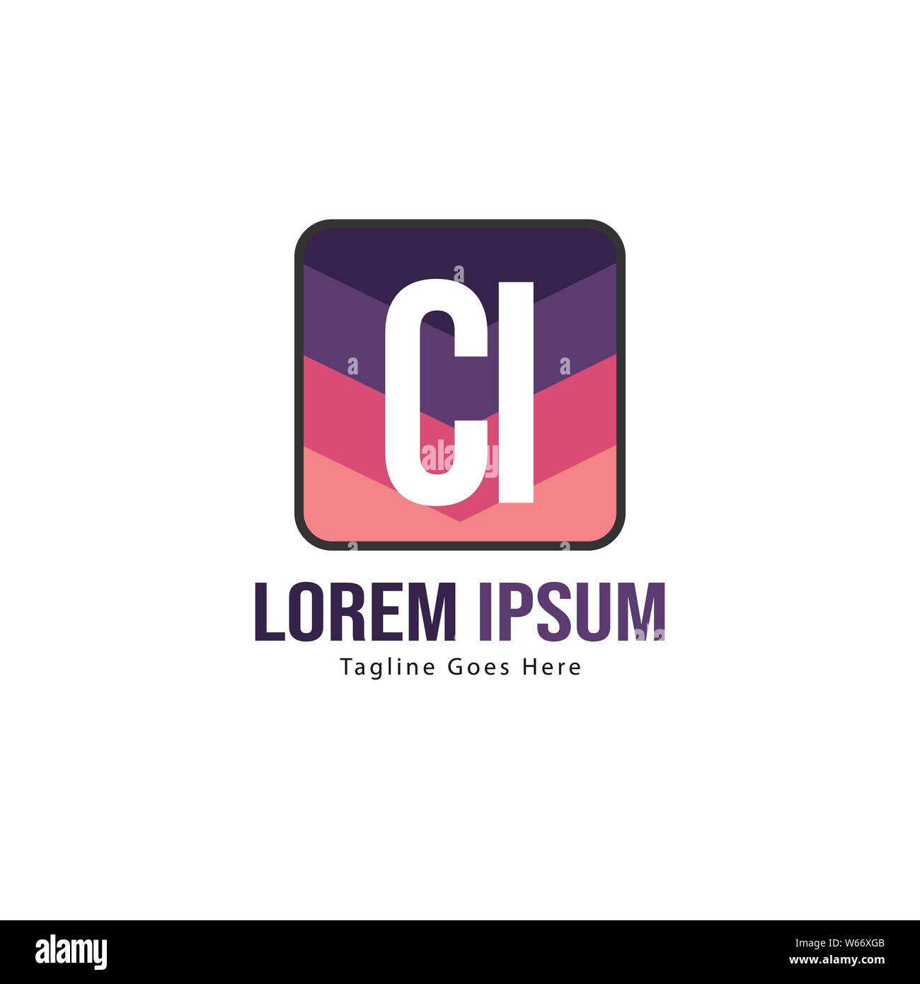 Initial CI logo template with modern frame. Minimalist CI letter logo ...