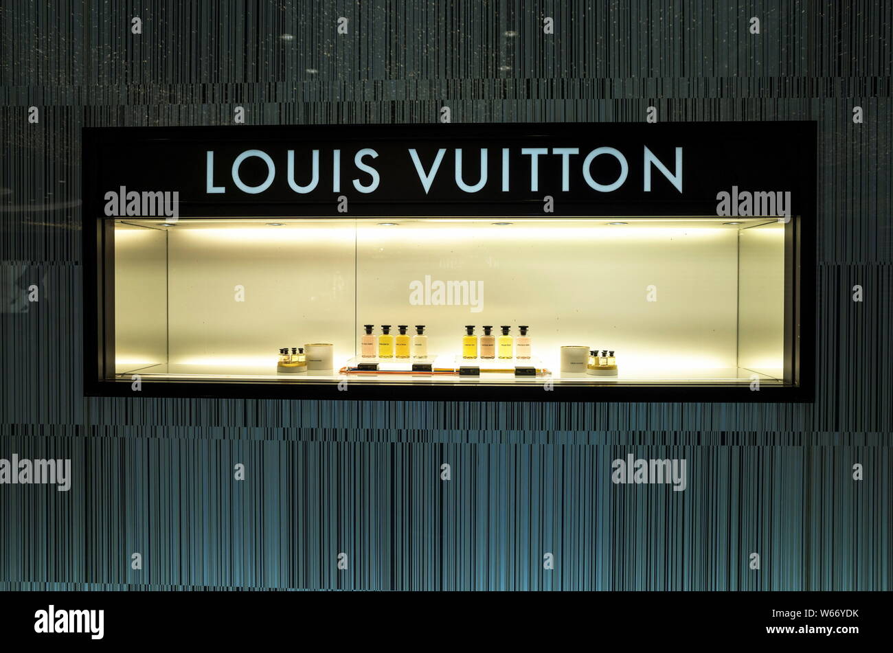 FILE--View of shoes showcased at a boutique of Louis Vuitton (LV) in Wuhan  city, central China's Hubei province, 6 June 2018. Perfume is playing Stock  Photo - Alamy