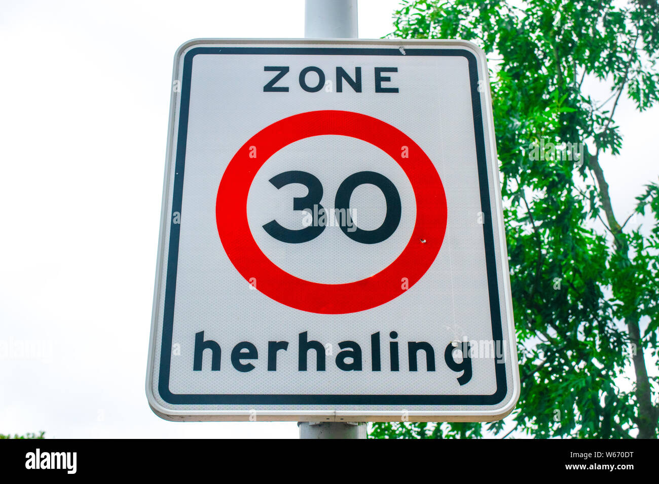 Dutch Traffic sign: 30 km/h speed limit, it is forbidden to drive ...