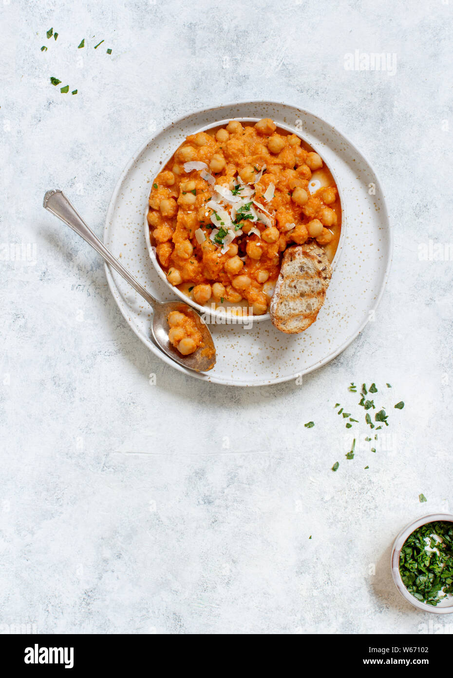 Indian chana masala or chickpea curry top view Stock Photo Alamy