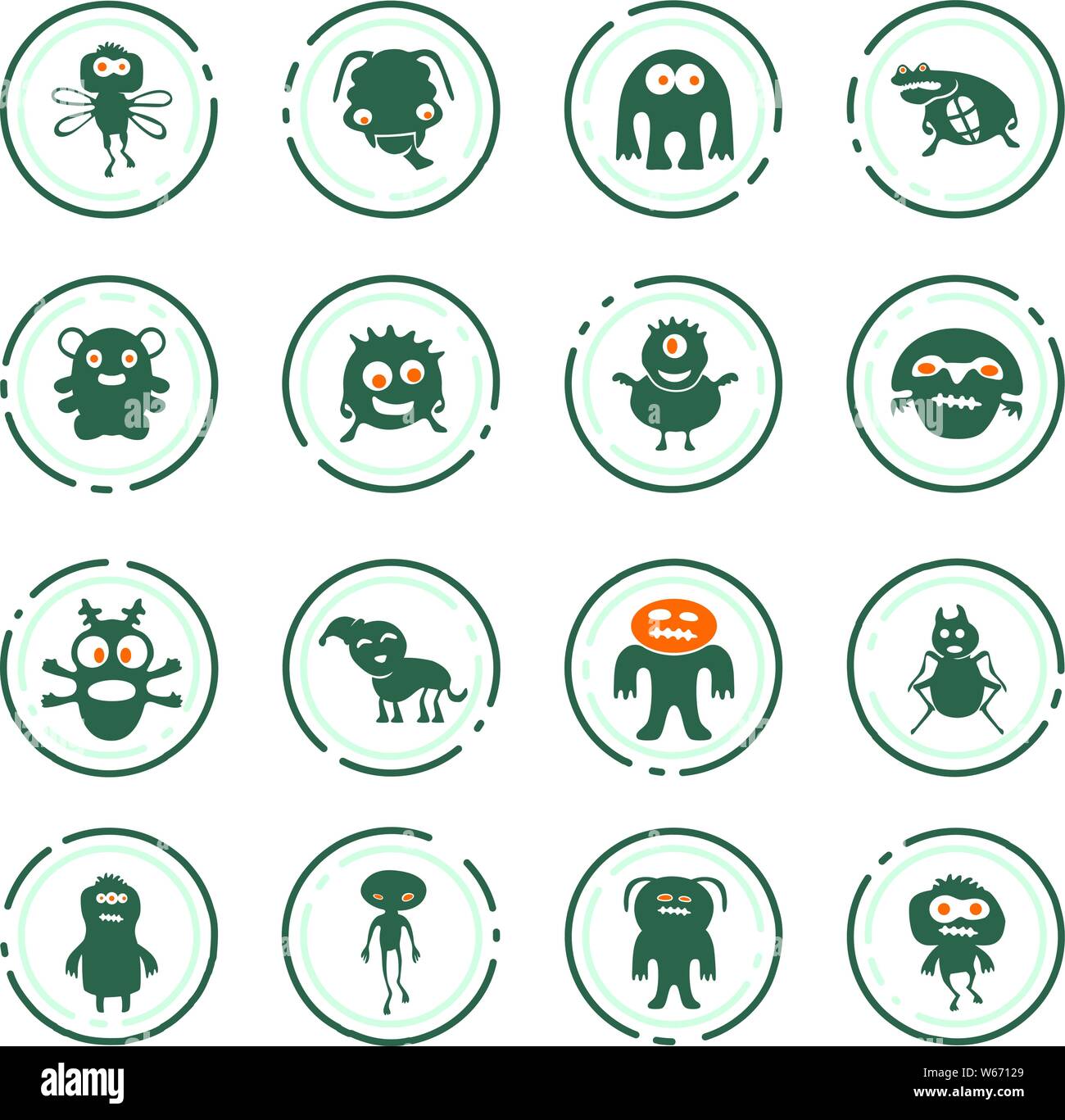 Monster color vector icons for user interface design Stock Vector Image ...