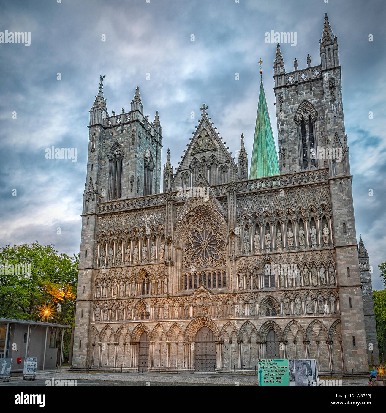 TRONDHEIM, NORWAY - JULY 15, 2019: Nidaros Cathedral of the Church of Norway located in the city of Trondheim in Trondelag county. Stock Photo