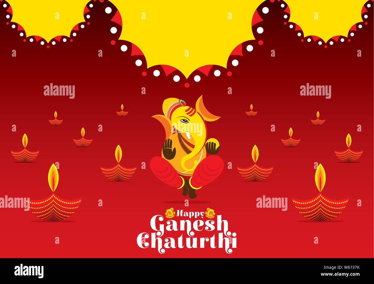 Illustration Of Lord Ganpati Ganesh Chaturthi Festival Of India