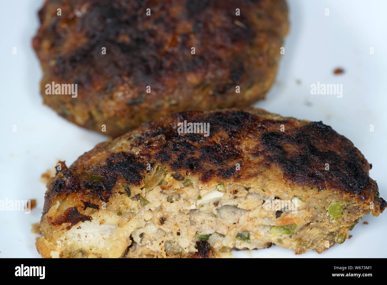 Delicious meatballs fried crispy brown and served hot Stock Photo