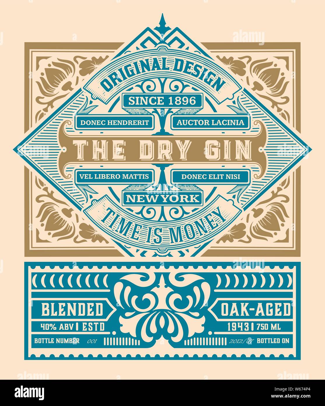 Vintage Gin label for packing, Gold and white Stock Vector Image & Art ...