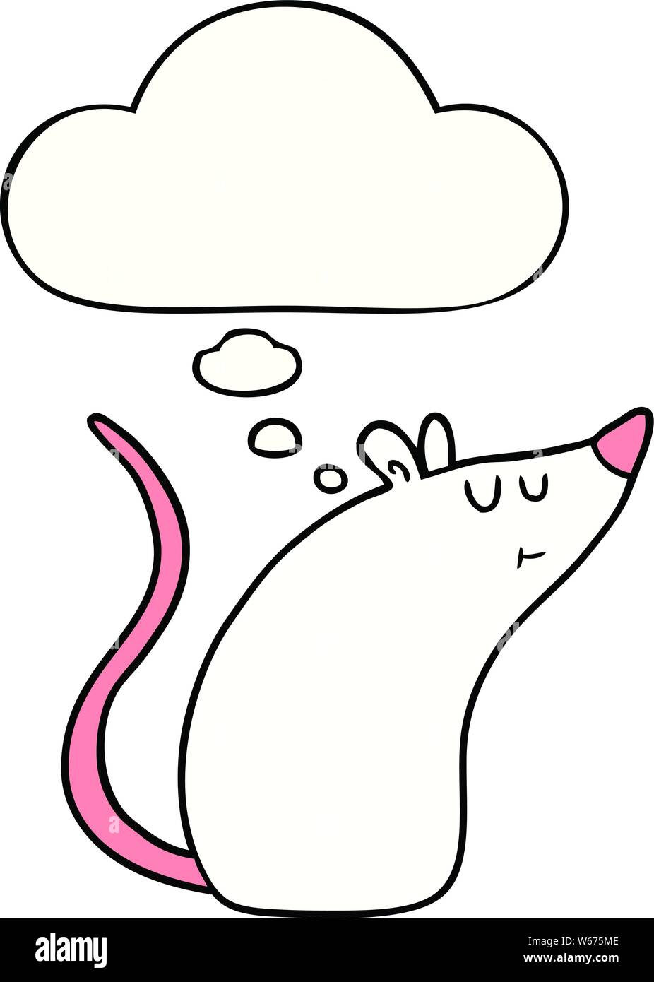cartoon white mouse with thought bubble Stock Vector