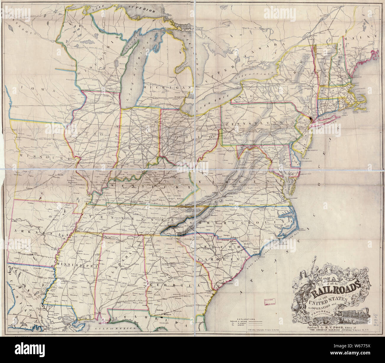 0023 Railroad Maps Map of all the - 0023 Railroad Maps Map Of All The Railroads In The United States In Operation And Progress Rebuild And Repair W6775X 