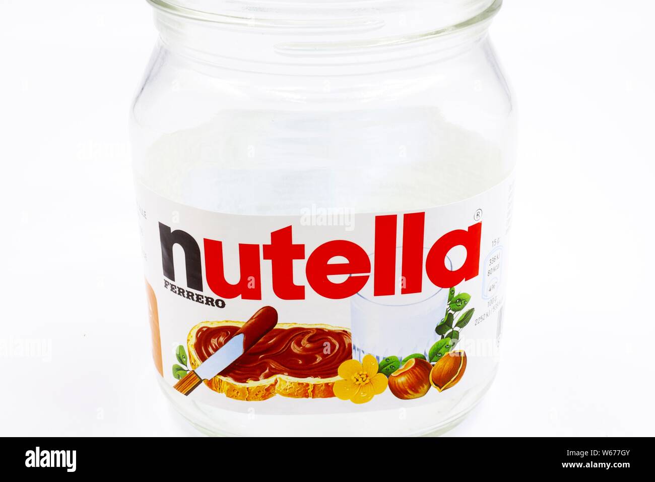 NUTELLA Jar, Hazelnut Spread With Cocoa Produced By Ferrero Stock Photo ...