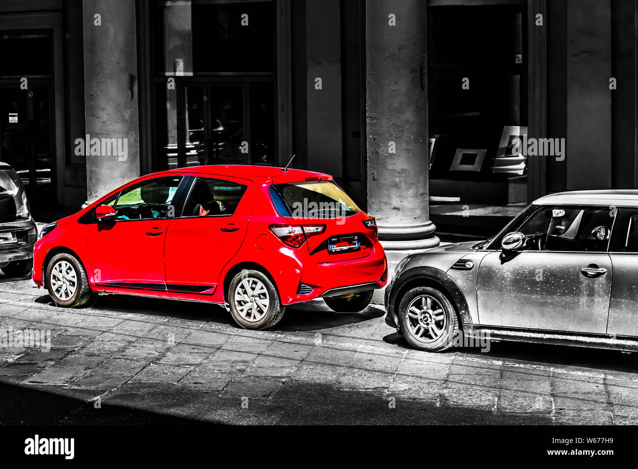 Black and white photography of cars