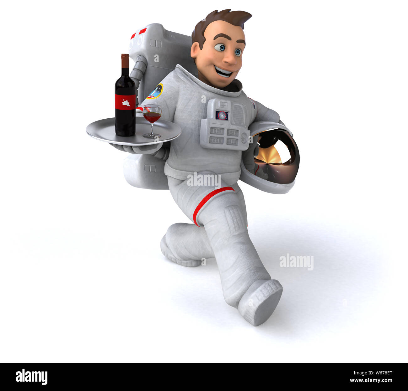 Fun astronaut - 3D Illustration Stock Photo
