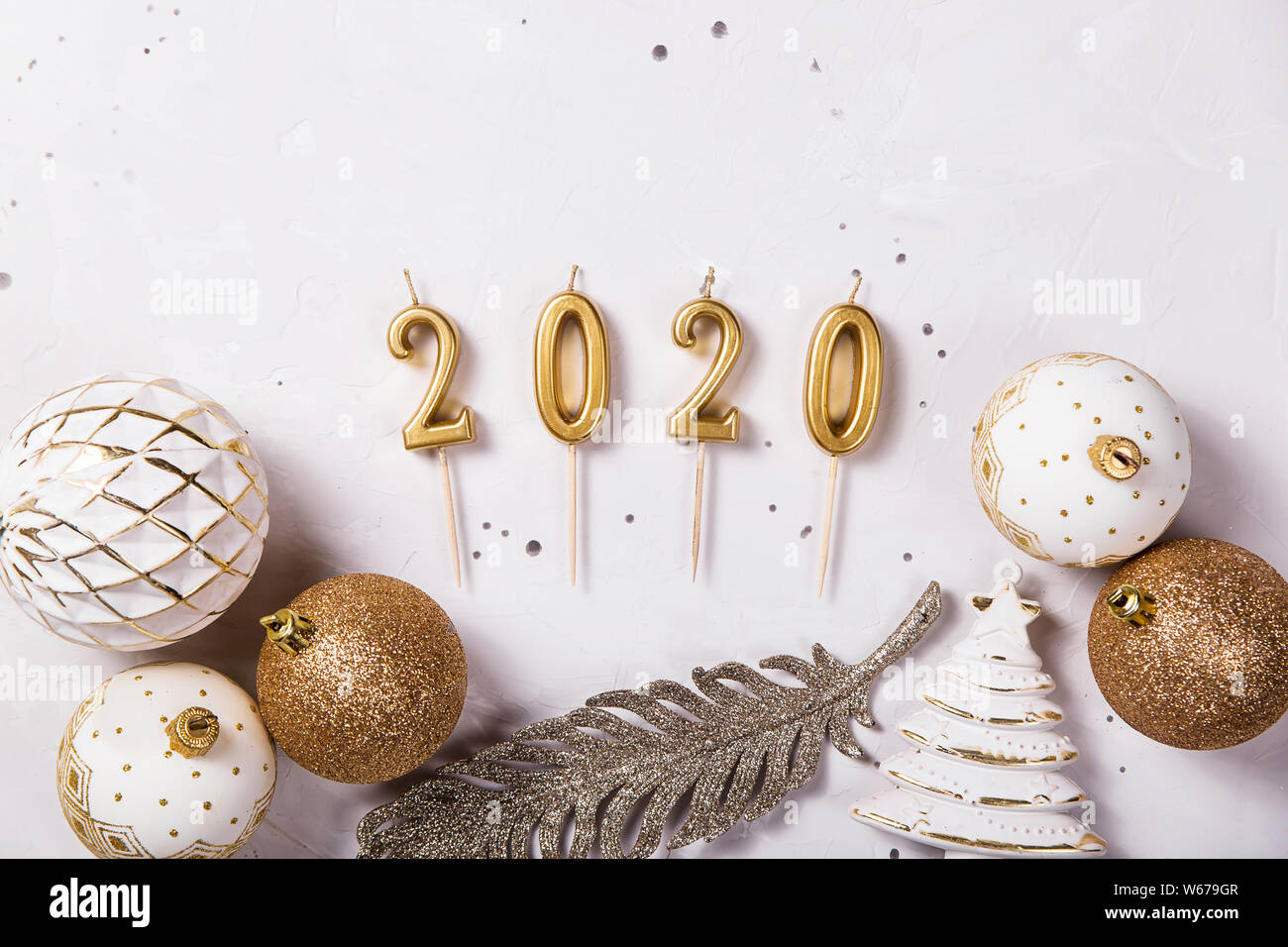 Golden Candles In The Shape Of Numbers 2020 As A Symbol Of The New