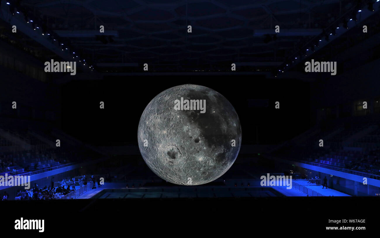 Large Moon Model View of a huge moon model during an exhibition on moon held at the ...