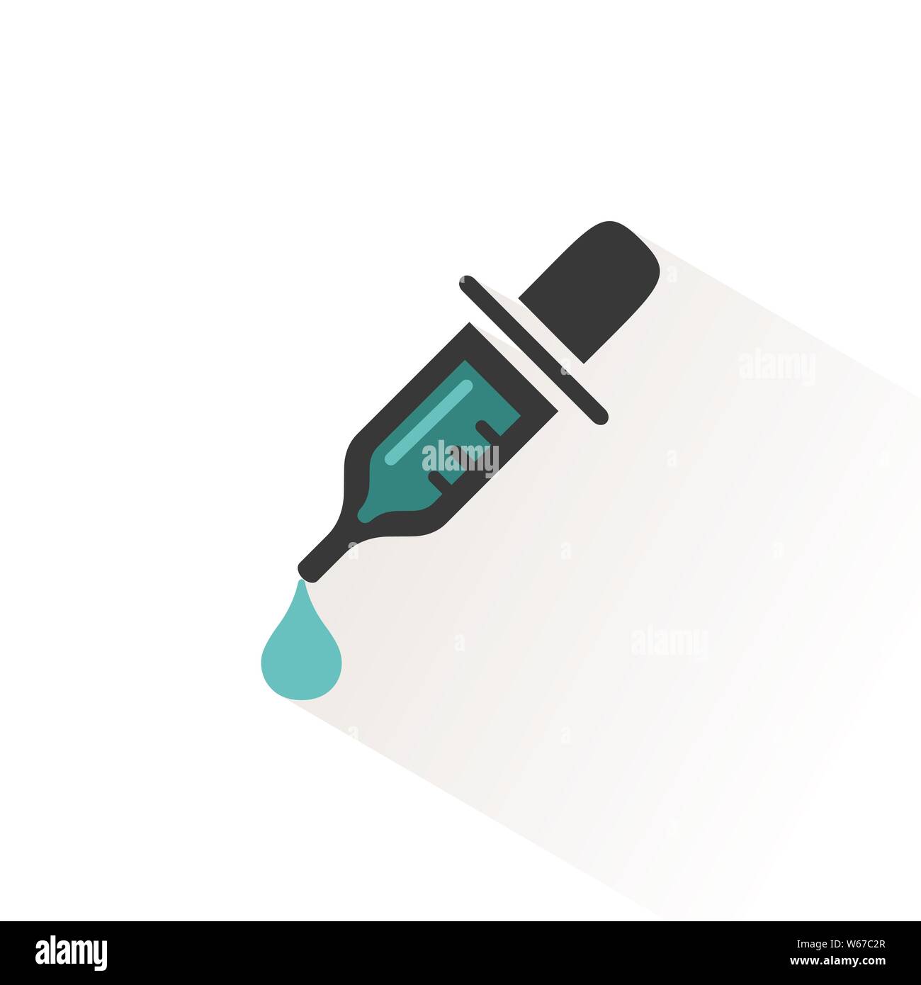Dropper pipette icon with beige shadow. Pharmacy and laboratory vector