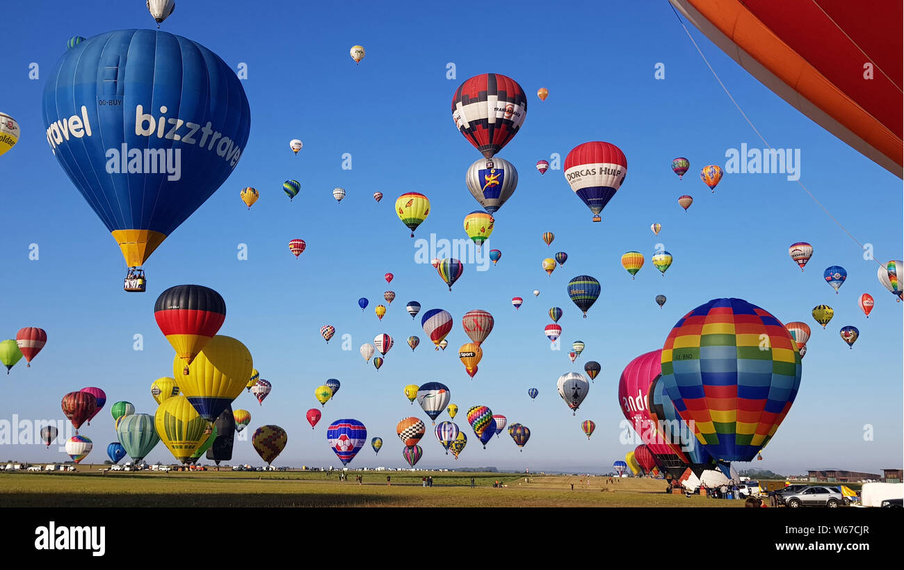 More than 400 hot-air balloons attempted to break the simultaneous take-off  world record in the Grand Est Mondial Air Ballons festival at Chambley-Bussières  airbase in eastern France, on July 29th 2019. The