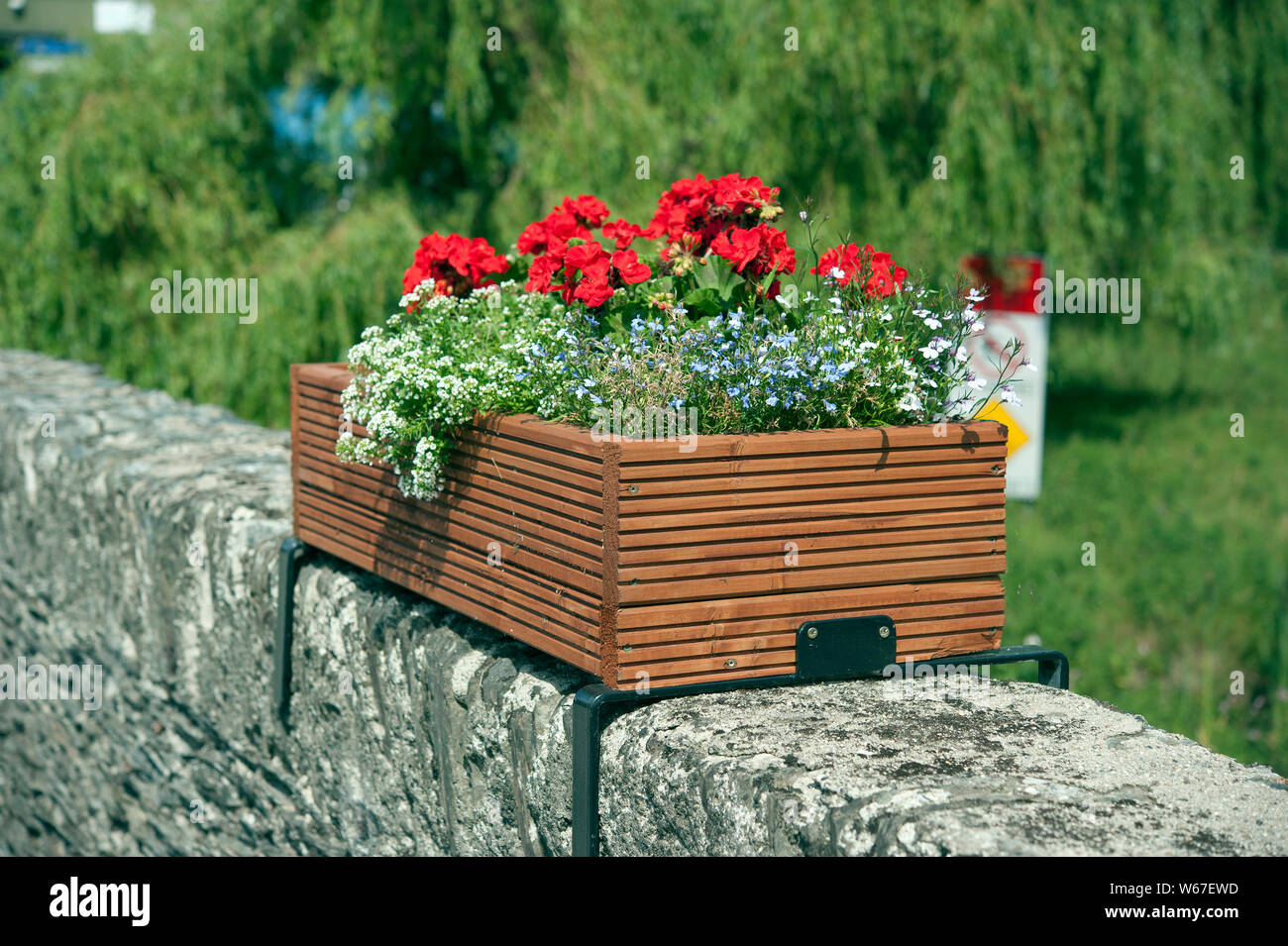 Flower boxes on Clohamon Bridge, Clohamon, County Wexford, Ireland