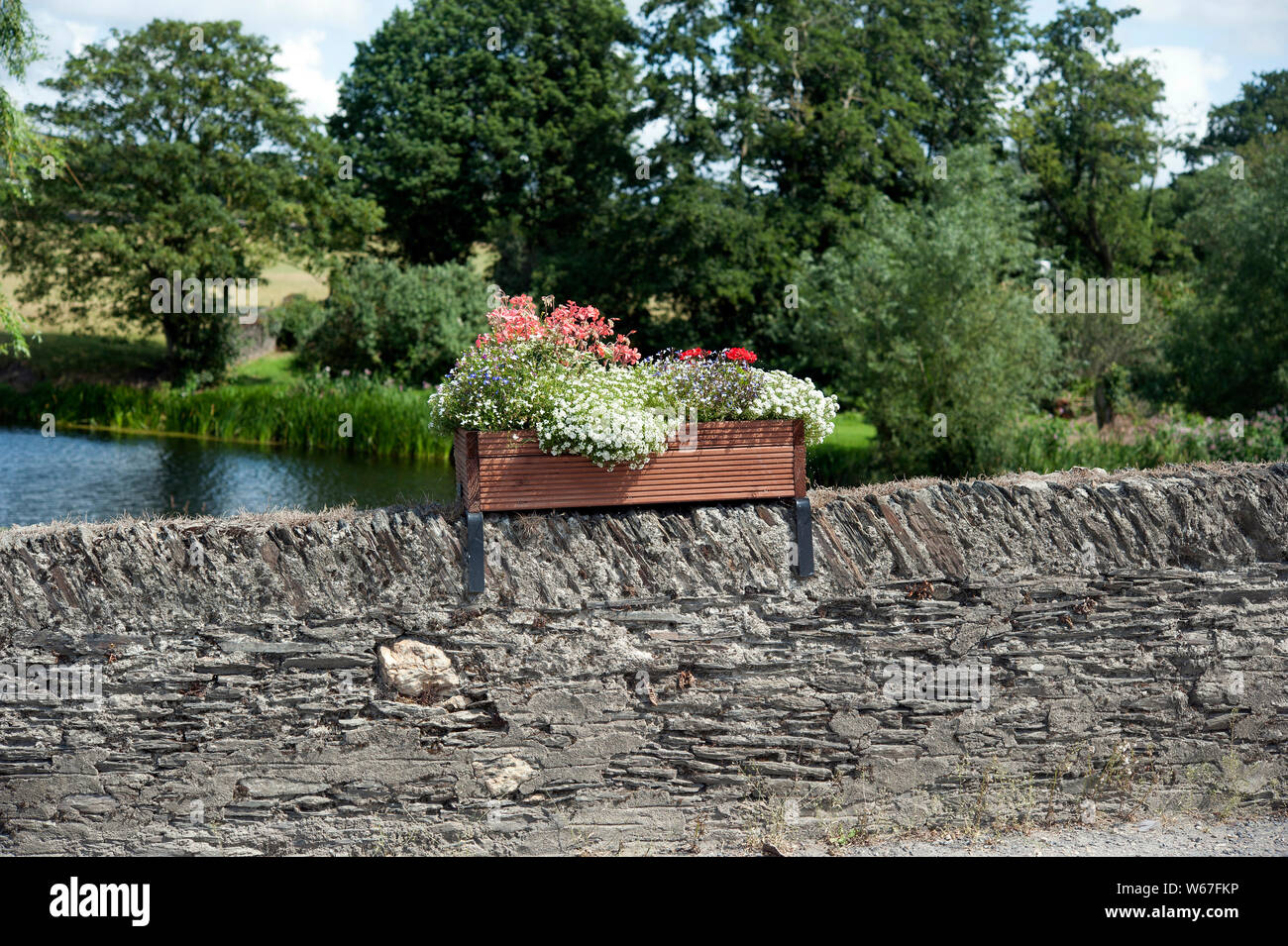 Flower boxes on Clohamon Bridge, Clohamon, County Wexford, Ireland