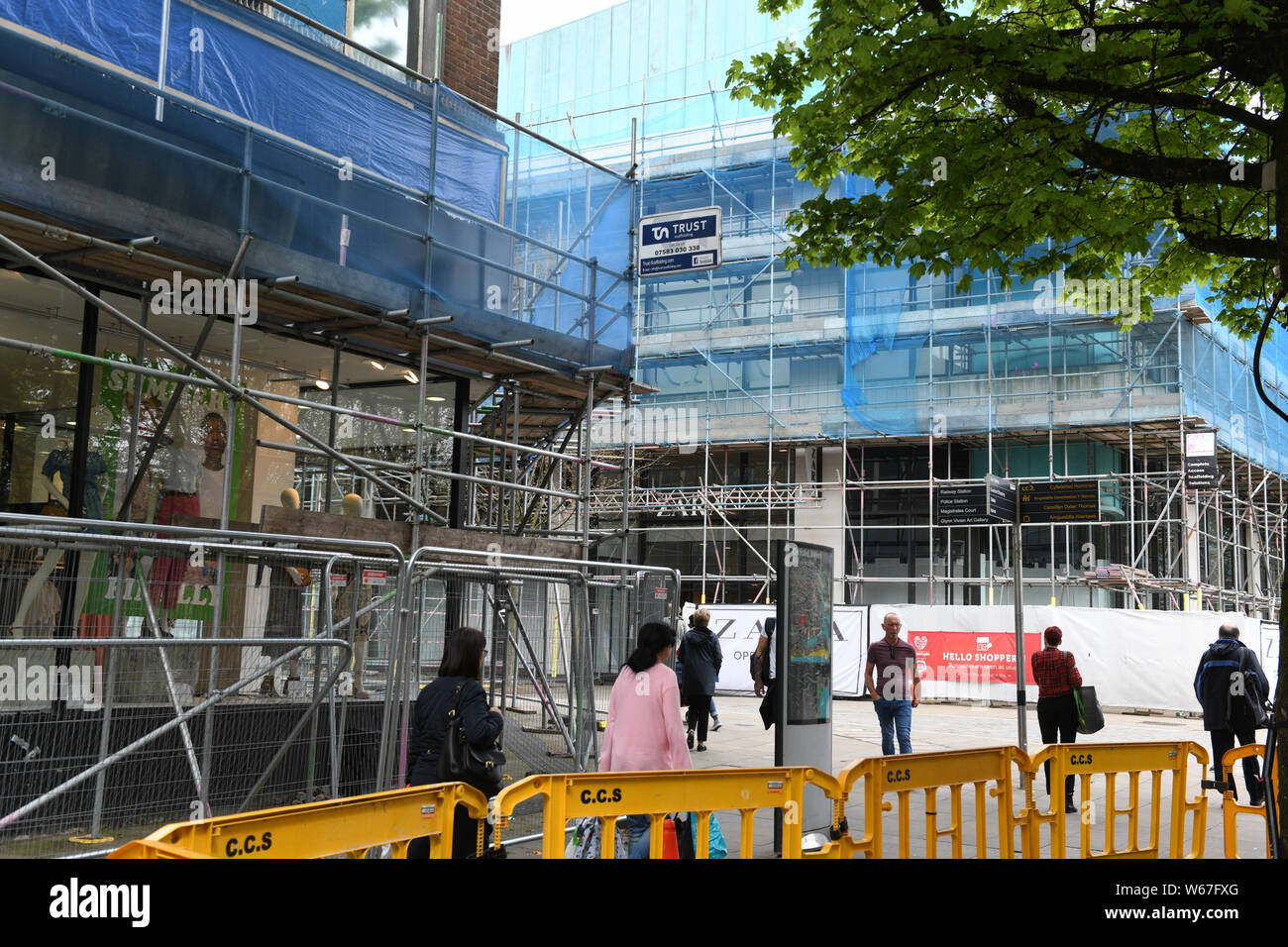 Scaffolding pictured on the outside of a city centre building in