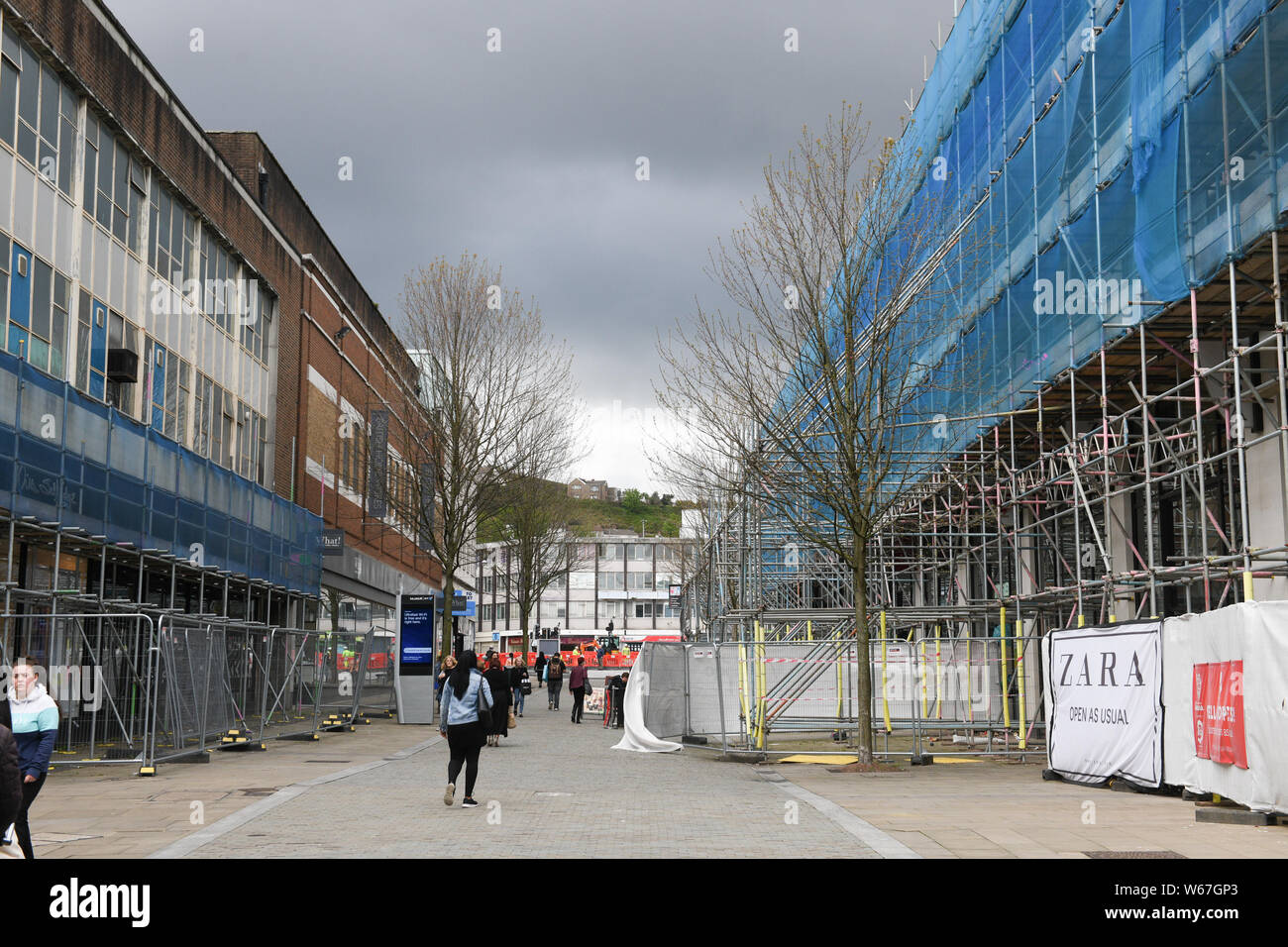Scaffolding pictured on the outside of a city centre building in