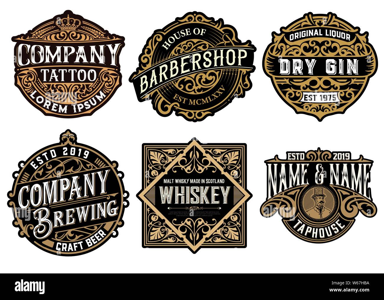Download Set Of 6 Badges And Logos Stock Vector Image Art Alamy